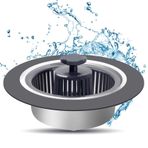 ANXHYH 3'ü 1 arada Mutfak Lavabo Drenaj Filtresi Lavabo Filtresi Açılır Lavabo Drenaj Tapası Mutfak Lavabo Filtre Sepeti 304 Paslanmaz Çelik Amerikan Standardı 3-1/2 "Lavabo Drenaj Borusuna