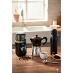 Any Morning Espresso Seti: 240 ml Moka Pot + 600 ml Çelik Termos + Elektrikli Ayarlanabilir Öğütücü
