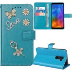 Anybird Premium Deri Kılıf Kapak Çevirmeli Kılıf Kapak Koruyucu 3D Elmas Bling Kılıf Oukitel C65 / C65 Pro 6,67 inç Manyetik Telefon Kılıfı (Bale Mavisi)