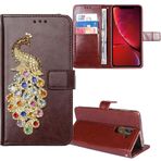 Anybird Premium Deri Kılıf Kapak Çevirmeli Kılıf Kapak Koruyucu 3D Elmas Bling Kılıf Oukitel C65 / C65 Pro 6,67 inç Manyetik Telefon Kılıfı (Tavuskuşu Kahverengi)