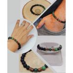 Anyolit (Rubizoit, Rubyzoisit) & Oniks Taşı 8mm Unisex Tasarım Bileklik Hawaii Model (3905)