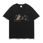 Aobiono Erkek Kadın Anime Kedi Tişörtleri Kawaii Japon Preppy Y2K Grafik Vintage Sevimli Estetik Genç Sokak Giyim Üstleri, Siyah, XL