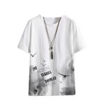 Aobiono Erkek Kadın Vintage Tişörtler Y2K Tees Grafik Martı Tiki Estetik Grunge Streetwear 2000'ler Yaz Atletik Spor, Beyaz, L