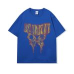 Aobiono Erkek Kadın Y2K Kelebek Tişört Büyük Boy Vintage Grafik Tee Streetwear Bol Üst Hip Hop Koyu Akademi Eski Okul, Mavi, L