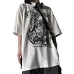Aobiono Erkek Kadın Y2K Tişört Gotik Haç Harajuku Dark Academia Emo Grunge Alt Kore Japon Estetik Punk Üst Sanskrit, Beyaz, Large