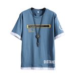 Aobiono Erkek Kadın Y2K Tişört Sokak Giyim Üniseks Vintage Tişört Grunge Grafik Kısa Kollu Üst Techwear Harajuku Retro Emo Alt, Mavi, XXL