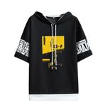 Aobiono Erkek Kadın Y2K Tişört Techwear Streetwear Tişört Vintage Grunge Grafik Kısa Kollu Kapüşonlu Üst Emo Alt Üniseks Harajuku, Siyah, L