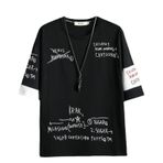 Aobiono Erkek Kadın Y2K Tişört Tişört Grunge Preppy Grafik Vintage Büyük Boy Trend Sokak Giyim Estetik Emo Alt Teknoloji Rapçi, Siyah, L