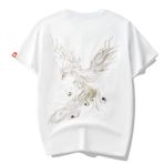 Aobiono Erkek Kadın Y2K Tişörtler Phoenix Lotus Nakışlı Grafik Vintage Gotik Preppy Tişörtler Japon Çin Zen Estetik Emo, Beyaz, L