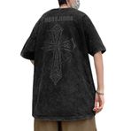 Aobiono Erkek Kadın Y2K Vintage Tişört Gotik Grafik Tişört Çapraz Sokak Giyim Teknoloji Büyük Beden Bol Koyu Akademi Grunge Emo, Siyah, 3XL