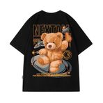 Aobiono Erkekler kadınlar büyük boy T-Shirt ayı grafik Streetwear Y2K Baggy Tee Vintage Hip Hop Grunge japon Harajuku yaz üst, Siyah, XXL