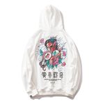 Aobiono Erkekler kadınlar japon Hoodie Harajuku Y2K Samuray Emo Alt Grunge karanlık Academia büyük boy gotik estetik sonbahar kış, Şeytan Evil-beyaz, 5XL