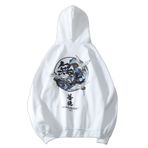 Aobiono Erkekler kadınlar japon Hoodie Harajuku Y2K Samuray Emo Alt Grunge karanlık Academia büyük boy gotik estetik sonbahar kış, Vinç-beyaz, 3XL