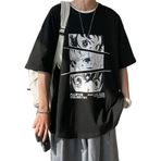 Aobiono Kadın Erkek Anime Y2K Grafik Tişört Japon Vintage Sokak Giyim Preppy Kawaii Estetik Dark Academia Grunge Emo, Siyah, 4XL