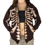 Aobiono Kadın Erkek İskelet Kapüşonlu Y2K Gotik Harajuku Alt Grunge Emo Dark Academia Bol Büyük Beden Punk Vintage E-kız Ceket, Kahverengi, M