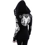 Aobiono Kadın Gotik Hoodie Y2K Grunge Emo Alternatif Estetik Punk Harajuku Vintage Cadı Zip Up Kapşonlu Sweatshirt Alt, Keçi, XL