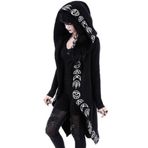 Aobiono Kadın Gotik Kapüşonlu Hırka Y2K Grunge Pelerin Dark Academia Punk Harajuku Alternatif Estetik Ceket Svetşört Üst, Siyah, XXL