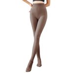 Aobiono Kadın Polar Astarlı Tayt Kışlık Külotlu Çorap Sıcak Termal Opak Yalıtımlı Dokulu Mat Kalın İç Peluş Ağır Kabarık, Kahverengi, Tek Beden