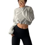 Aobiono Kadın Y2K Göbeği Açık Üst Kore Göbeği Açık Kapüşonlu Sweatshirt Kız Harajuku Dans Hazırlık Açık Akademi Sonbahar Estetik Grunge, Gri, Tek Beden