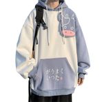 Aobiono Kawaii Preppy Harajuku Beyaz Erkek Sweatshirt