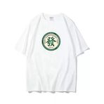 Aobiono Preppy FA CAI Y2K Çin Vintage Mahjong Kanton Emo Beyaz fa Unisex T-shirt