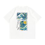 Aobiono Vintage Preppy Y2K Dalga Grafik Manzara Beyaz Unisex T-shirt
