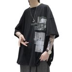 Aobiono Vintage Y2K Grunge Streetwear 2000'ler Unisex Siyah T-shirt