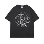 Aobiono Vintage Y2K Koyu Gri Kadın T-shirt