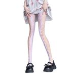 Aobiono Y2K Açık Mor Grunge Kawaii Şeffaf Dantel Kadın Külotlu Çorap