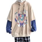 Aobiono Y2K Anime Harajuku Emo Grunge Alt Japon Academia Punk Kawaii Haki Unisex Hoodie