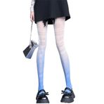 Aobiono Y2K Fishnet Degrade Cosplay Grunge Kawaii Mavi Dantel Kadın Külotlu Çorap