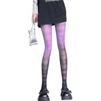 Aobiono Y2K Fishnet Degrade Cosplay Grunge Kawaii Mor Siyah Dantel Kadın Külotlu Çorap