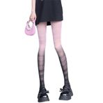 Aobiono Y2K Fishnet Degrade Cosplay Grunge Kawaii Pembe Siyah Dantel Kadın Külotlu Çorap