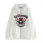 Aobiono Y2K İskelet Kafatası Kelebek Harajuku Grunge Emo Dark Academia Beyaz 2 Unisex Hoodie