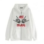 Aobiono Y2K İskelet Kapüşonlu El Kemikleri Harajuku Grunge Alt Academia Beyaz Unisex Hoodie