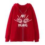 Aobiono Y2K İskelet Kapüşonlu El Kemikleri Harajuku Grunge Alt Academia Kırmızı Unisex Hoodie
