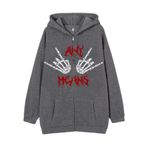 Aobiono Y2K İskelet Kapüşonlu El Kemikleri Harajuku Grunge Alt Academia Koyu Gri Unisex Hoodie