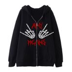 Aobiono Y2K İskelet Kapüşonlu El Kemikleri Harajuku Grunge Alt Academia Siyah Unisex Hoodie