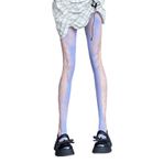 Aobiono Y2K Mor Mavi Grunge Kawaii Şeffaf Dantel Kadın Külotlu Çorap