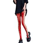 Aobiono Y2K Şarap Kırmızısı Grunge Kawaii Şeffaf Dantel Kadın Külotlu Çorap