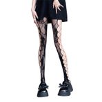 Aobiono Y2K Siyah Grunge Kawaii Şeffaf Dantel Kadın Külotlu Çorap