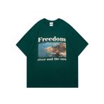 Aobiono Y2K Vintage Koyu Yeşil Grafik Mektup Kadın T-shirt