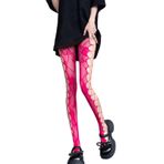 Aobiono Y2KSıcak Pembe Grunge Kawaii Şeffaf Dantel Kadın Külotlu Çorap