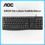 Aoc KB120 Kablolu Klavye USB Bağlantılı Düşük Profilli Sessiz Tuşlar ile Ev ve Ofis Kullanımı İçin