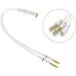 Aogo 3.5mm Kulaklık Mikrofon Ayırıcı Kablo Aparat 3.5mm Dişi 2x3.5mm Erkek Kulaklık Mic Audio Y Splitter - Beyaz