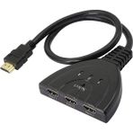 Aogo 3 Port HDMI Switch HDMI Seçici HDMI Giriş Çoklayıcı 3 In 1 Out 1080P HDMI Değiştirici - Siyah