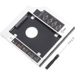 Aogo 9.5mm Caddy Sata 9.5 mm SSD Harddisk Kutusu Kızak Laptop SSD Notebook Ikinci HDD Takma Metal Kasa - Gümüş