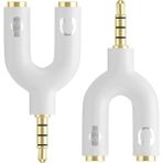 Aogo Kulaklık Mikrofon Birleştirici Aparat 3.5mm Erkek 2x3.5mm Dişi Kulaklık Mic Audio Y Splitter Headphone - Beyaz