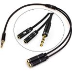 Aogo Kulaklık Mikrofon Birleştirici Kablo Aparat 3.5mm Erkek 2x3.5mm Dişi Kulaklık Mic Audio Y Splitter