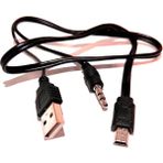 Aogo Mini USB 5 Pin + 3.5mm Aux Kablosu, Aux ve Şarj 2 In 1 Kablo Taşınabilir Bluetooth Hoparlör Kablosu